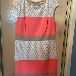 Studio One Coral and Taupe Midi Dress